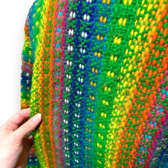 Unisex Ecuadorian 100% Wool Rainbow Cable Knit Full Zip Sweater - Picture 6 of 11